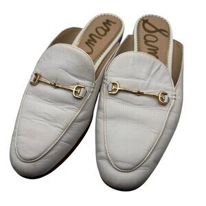 Sam Edelman Linnie White Leather Slip On Mule Flat Size 8 M Chic Minimalist